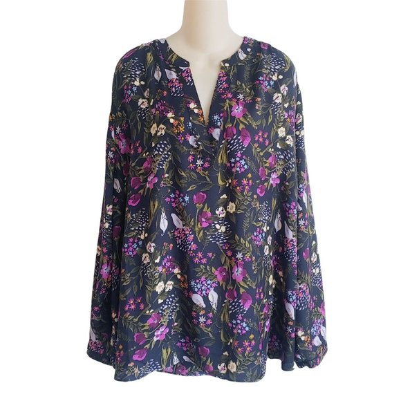 Ava & Viv Floral Blouse - Black and Purple - Picture 1 of 6